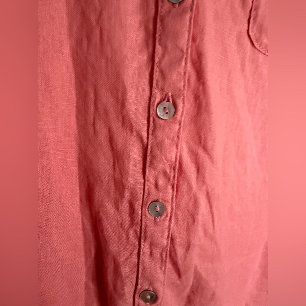 Sigrid Olsen Beautiful Linen Coral Button-Down Shirt size medium - Picture 4 of 9